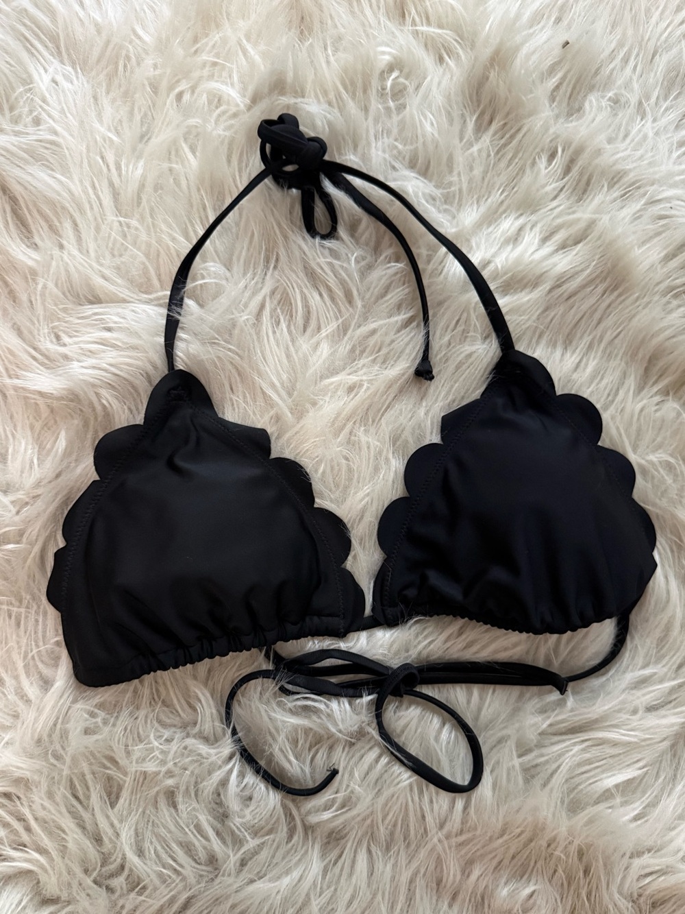 Express Black Scalloped Triangle Swim Top